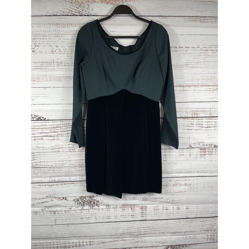 Andrea Polizzi For Rex Lester Dress Womens 8 Green Velvet Long Sleeve Sheath